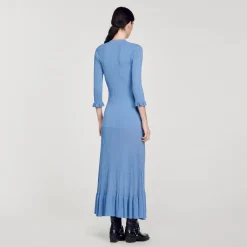 Mulheres Sandro Paris Vestido Longo De Malha