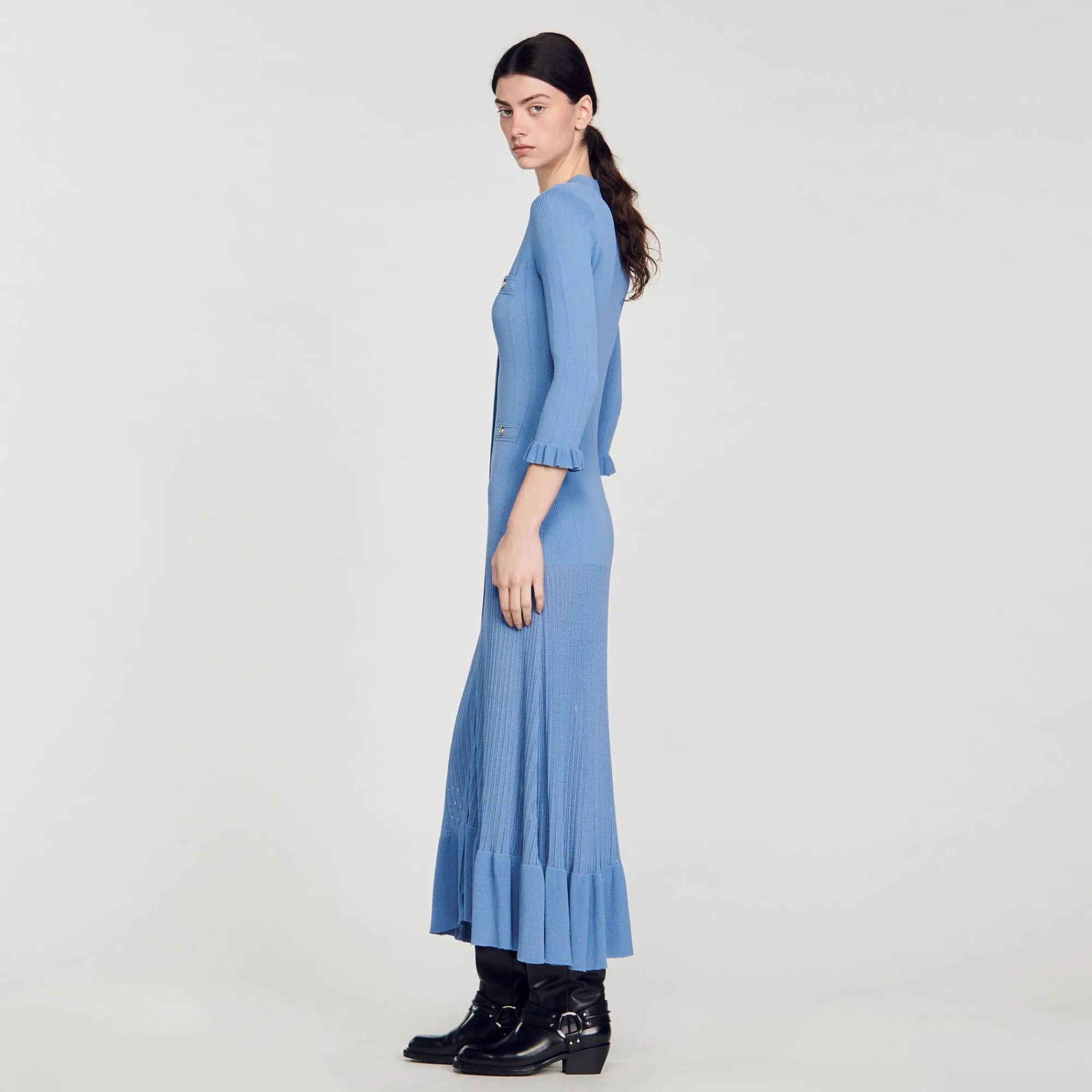 Mulheres Sandro Paris Vestido Longo De Malha