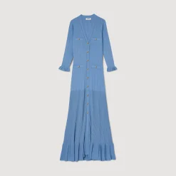 Mulheres Sandro Paris Vestido Longo De Malha