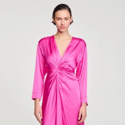 Mulheres Sandro Paris Vestido Longo Drapeado