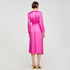 Mulheres Sandro Paris Vestido Longo Drapeado