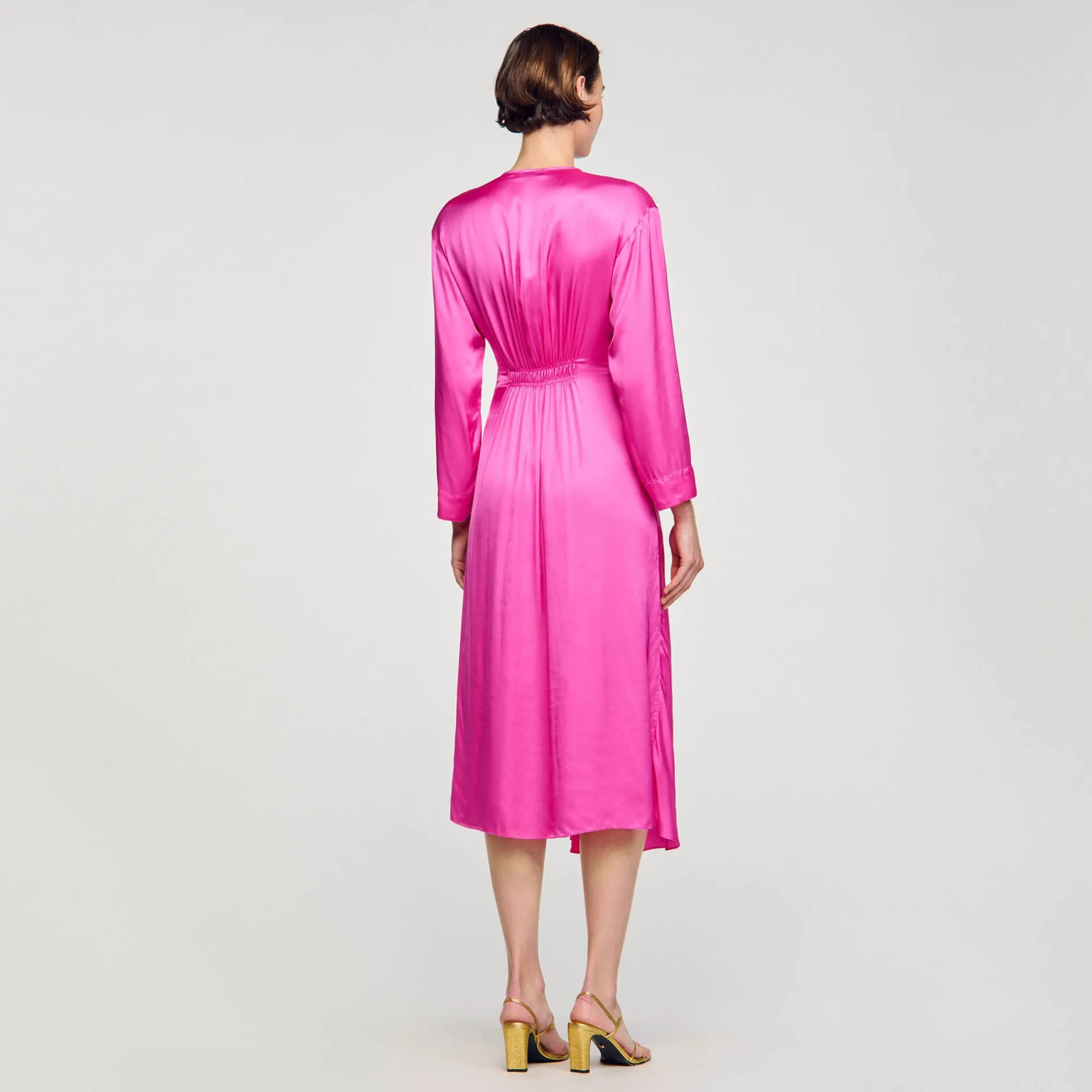 Mulheres Sandro Paris Vestido Longo Drapeado