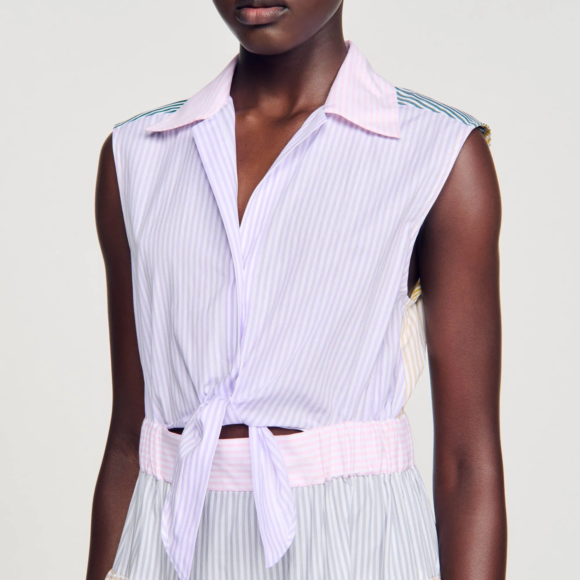 Mulheres Sandro Paris Vestido Longo Em Patchwork