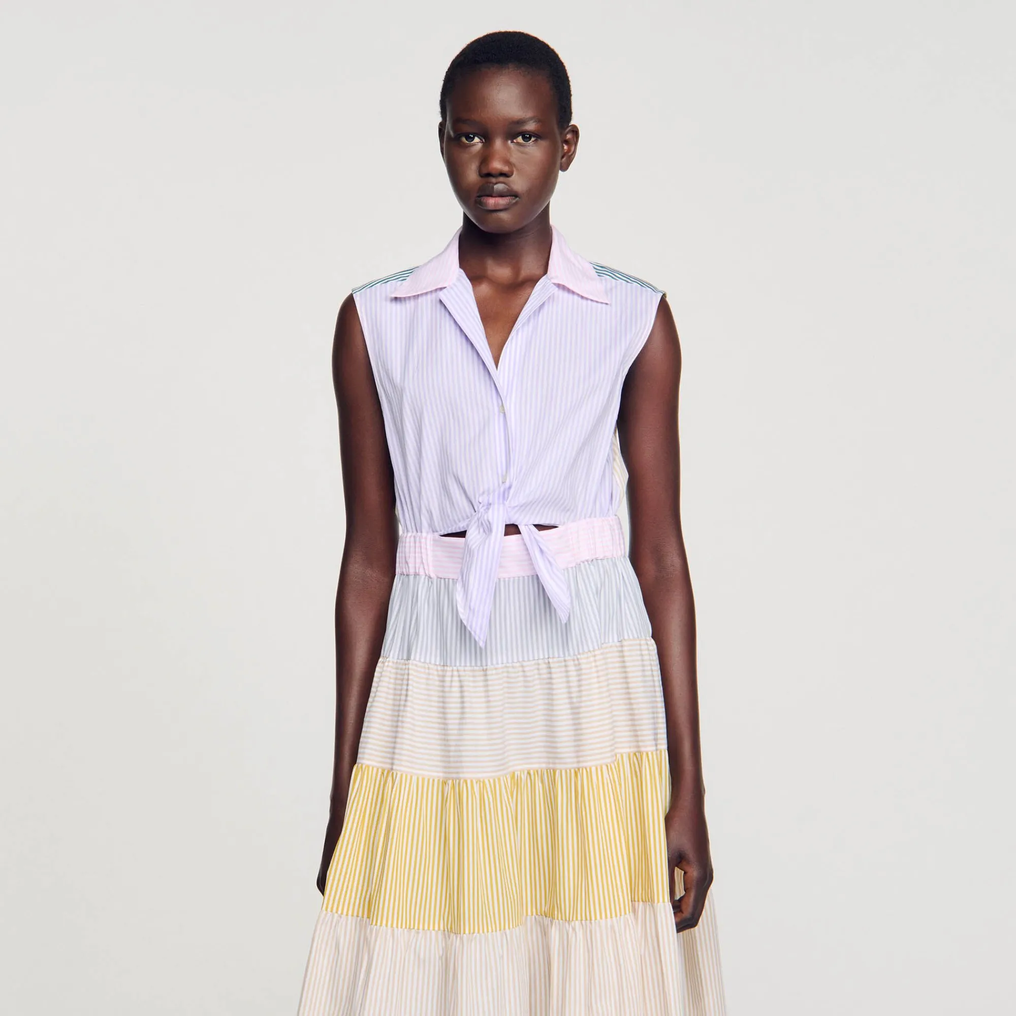 Mulheres Sandro Paris Vestido Longo Em Patchwork