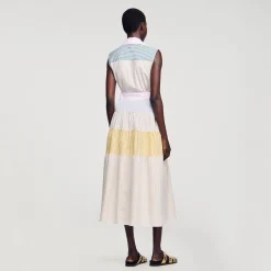 Mulheres Sandro Paris Vestido Longo Em Patchwork