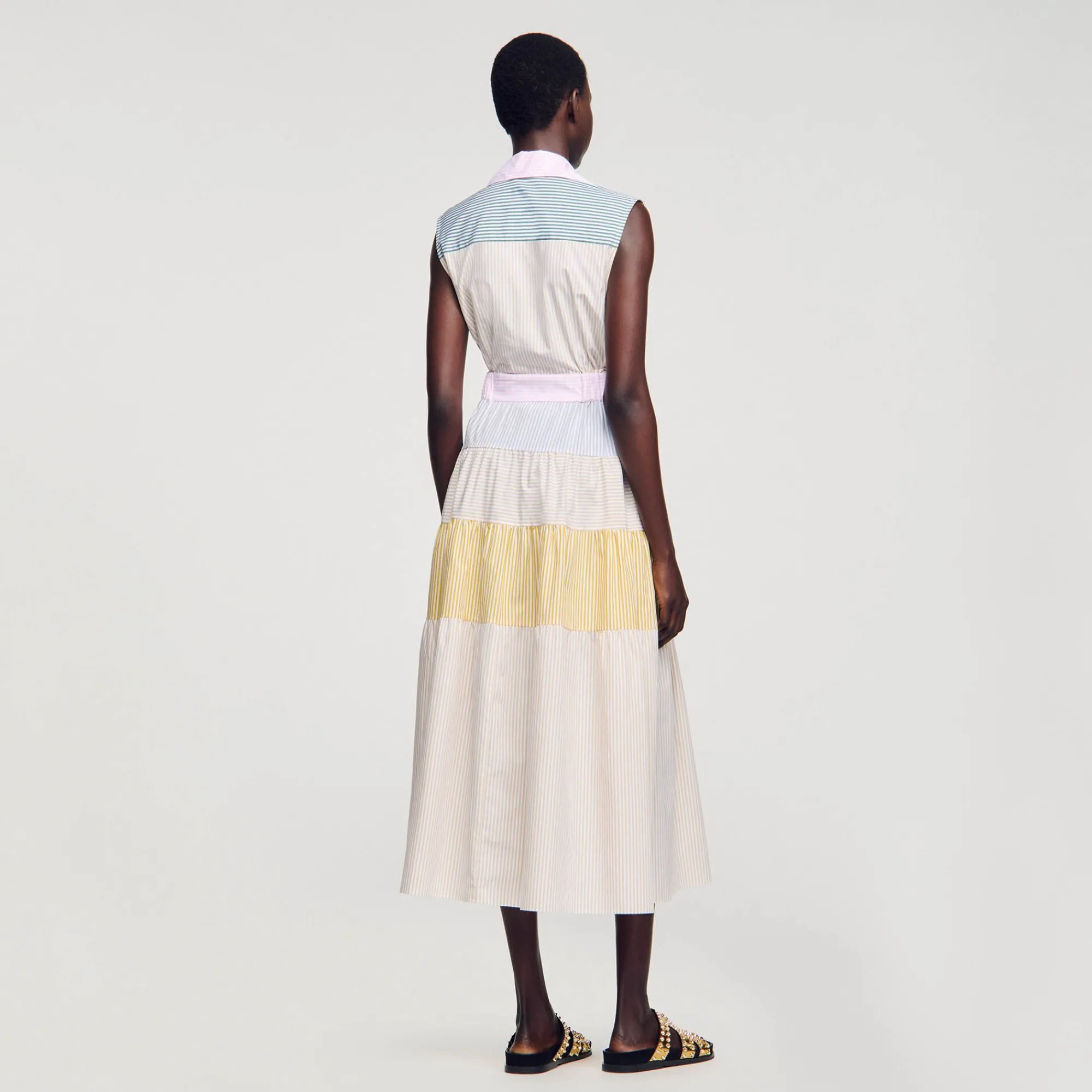 Mulheres Sandro Paris Vestido Longo Em Patchwork