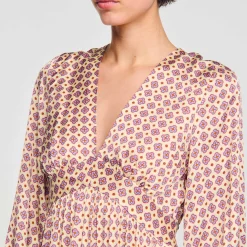 Mulheres Sandro Paris Vestido Longo Estampado