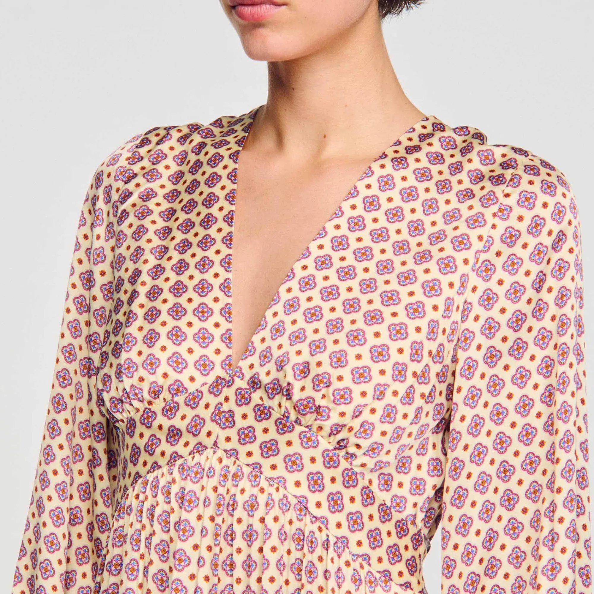 Mulheres Sandro Paris Vestido Longo Estampado