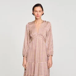 Mulheres Sandro Paris Vestido Longo Estampado
