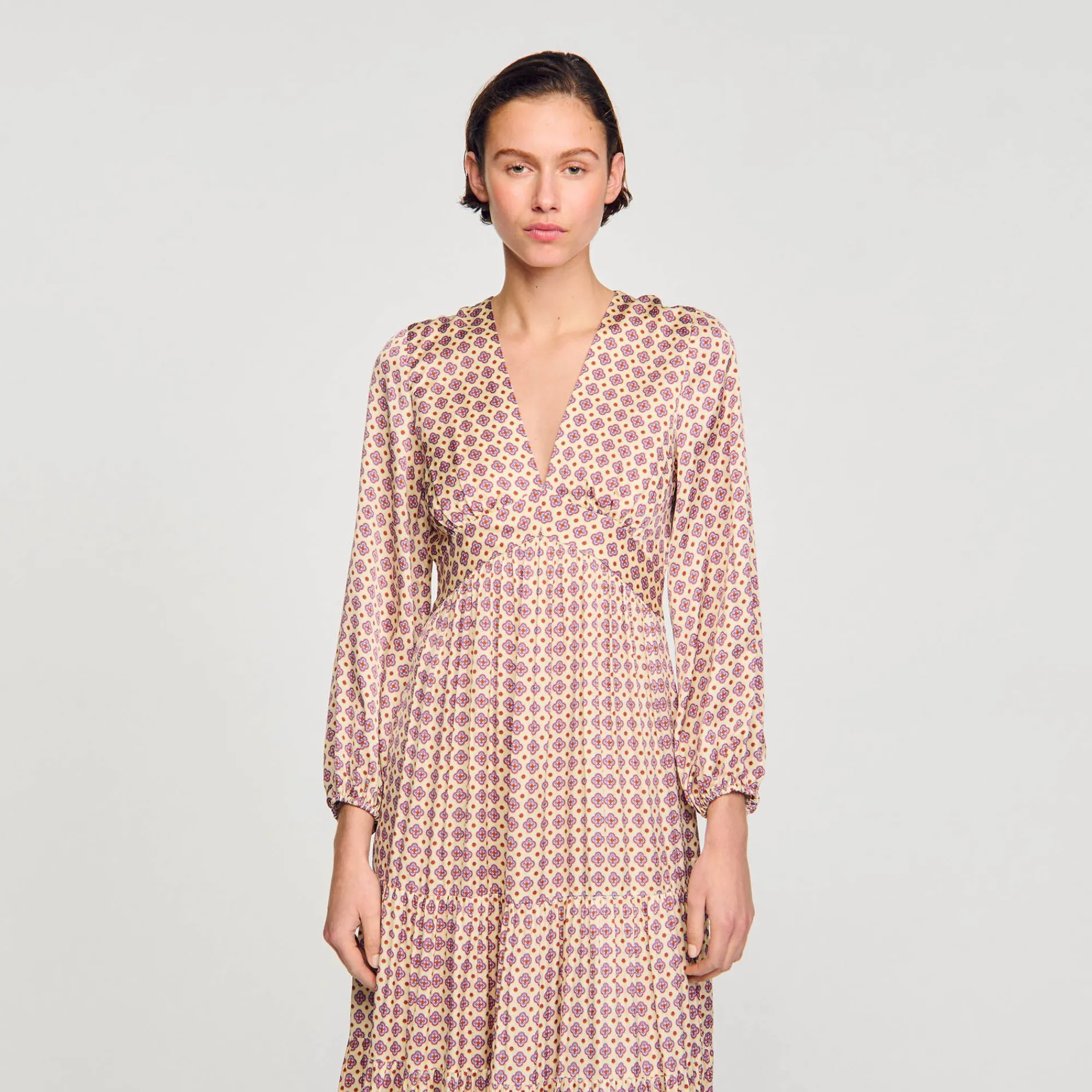 Mulheres Sandro Paris Vestido Longo Estampado
