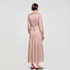 Mulheres Sandro Paris Vestido Longo Estampado