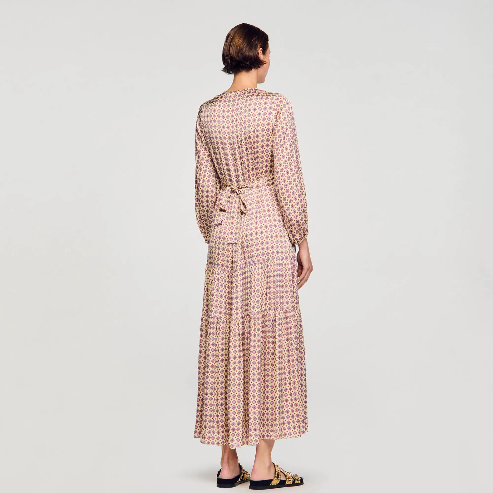 Mulheres Sandro Paris Vestido Longo Estampado