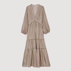Mulheres Sandro Paris Vestido Longo Estampado