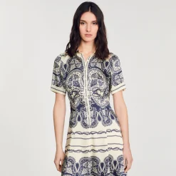Mulheres Sandro Paris Vestido Longo Estampado