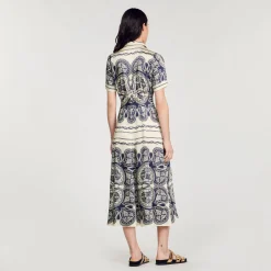 Mulheres Sandro Paris Vestido Longo Estampado
