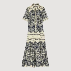 Mulheres Sandro Paris Vestido Longo Estampado