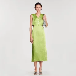 Mulheres Sandro Paris Vestido Midi 2 Em 1