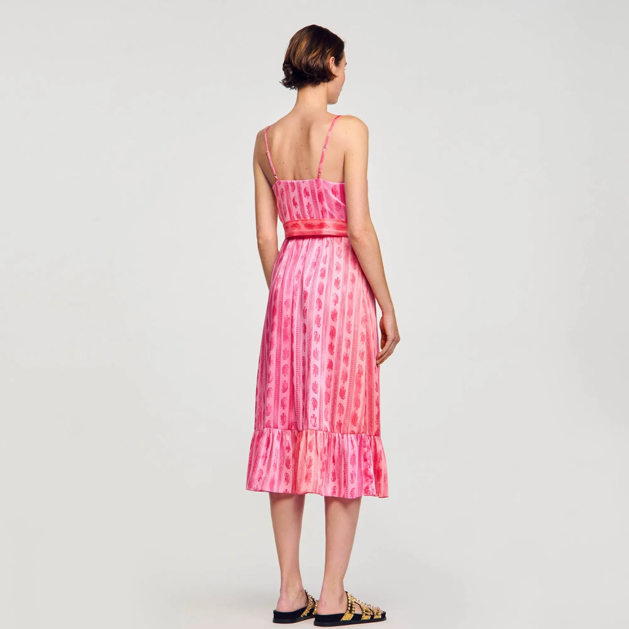 Mulheres Sandro Paris Vestido Midi Com No Na Cintura