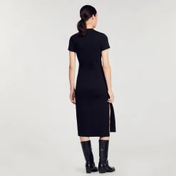 Mulheres Sandro Paris Vestido Midi Com Recortes De Strass