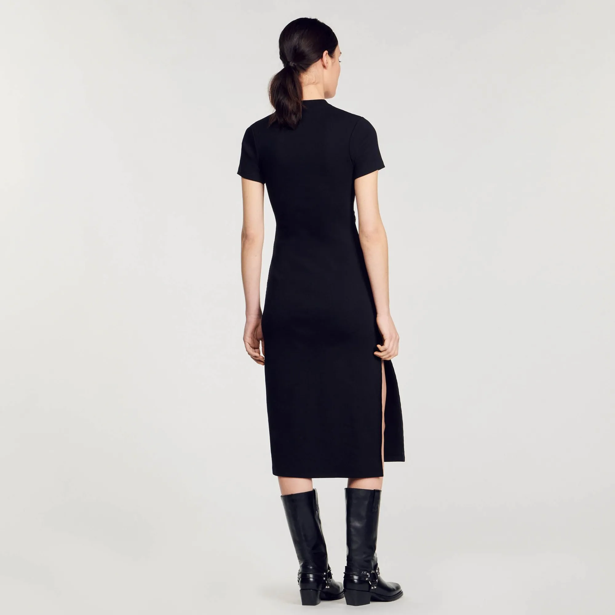 Mulheres Sandro Paris Vestido Midi Com Recortes De Strass