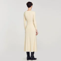 Mulheres Sandro Paris Vestido Midi De Malha