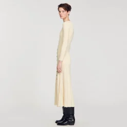 Mulheres Sandro Paris Vestido Midi De Malha