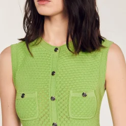 Mulheres Sandro Paris Vestido Midi De Malha