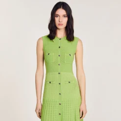 Mulheres Sandro Paris Vestido Midi De Malha