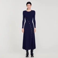 Mulheres Sandro Paris Vestido Midi De Malha