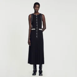 Mulheres Sandro Paris Vestido Midi De Malha