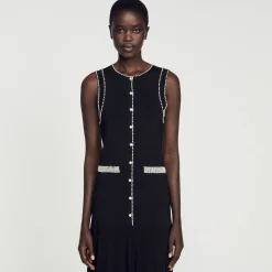 Mulheres Sandro Paris Vestido Midi De Malha