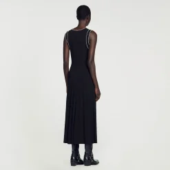 Mulheres Sandro Paris Vestido Midi De Malha