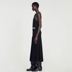 Mulheres Sandro Paris Vestido Midi De Malha
