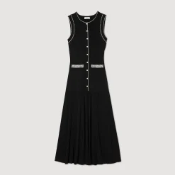 Mulheres Sandro Paris Vestido Midi De Malha