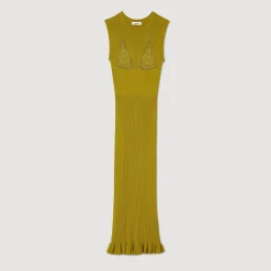 Mulheres Sandro Paris Vestido Midi De Malha